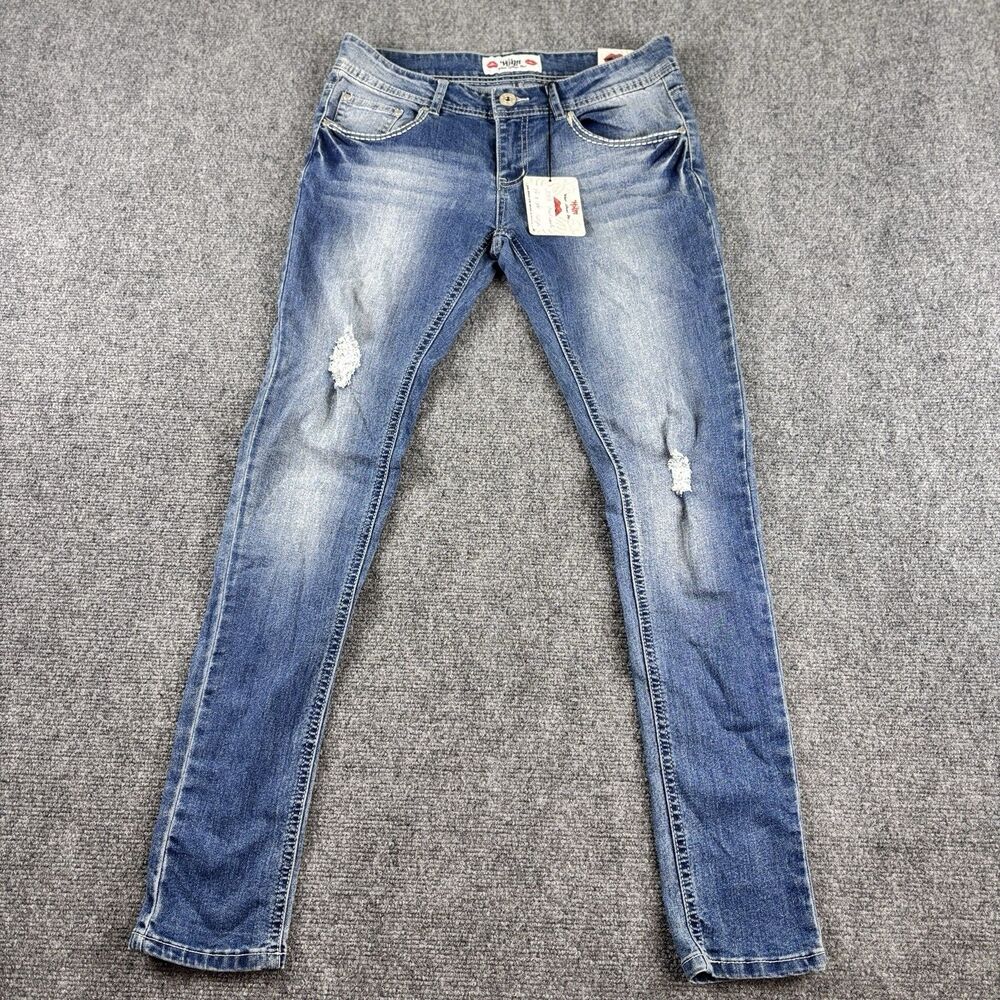 WAM What About Me! Juniors 13/14 NWT Skinny Jeans Bling Pockets Distressed